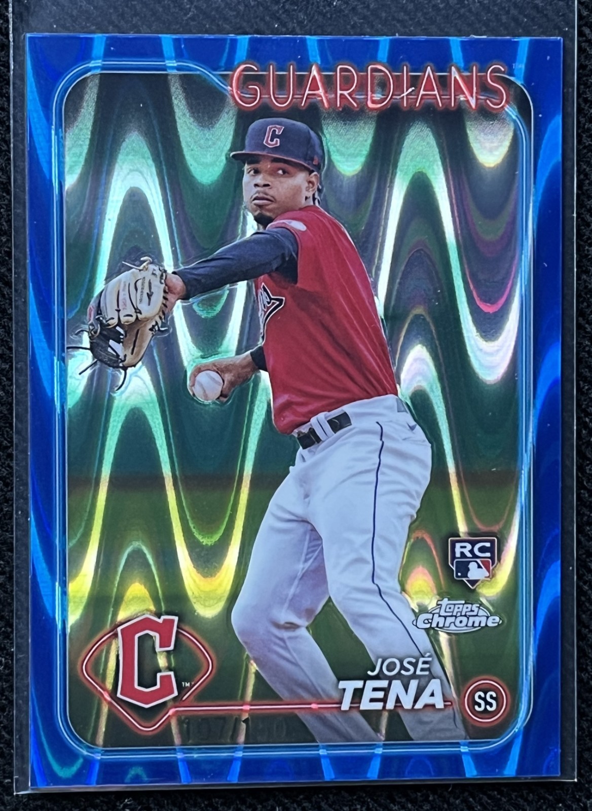 2024 Topps Chrome - Jose Tena RC, #29 Blue RayWave Refractor /150 Guardians