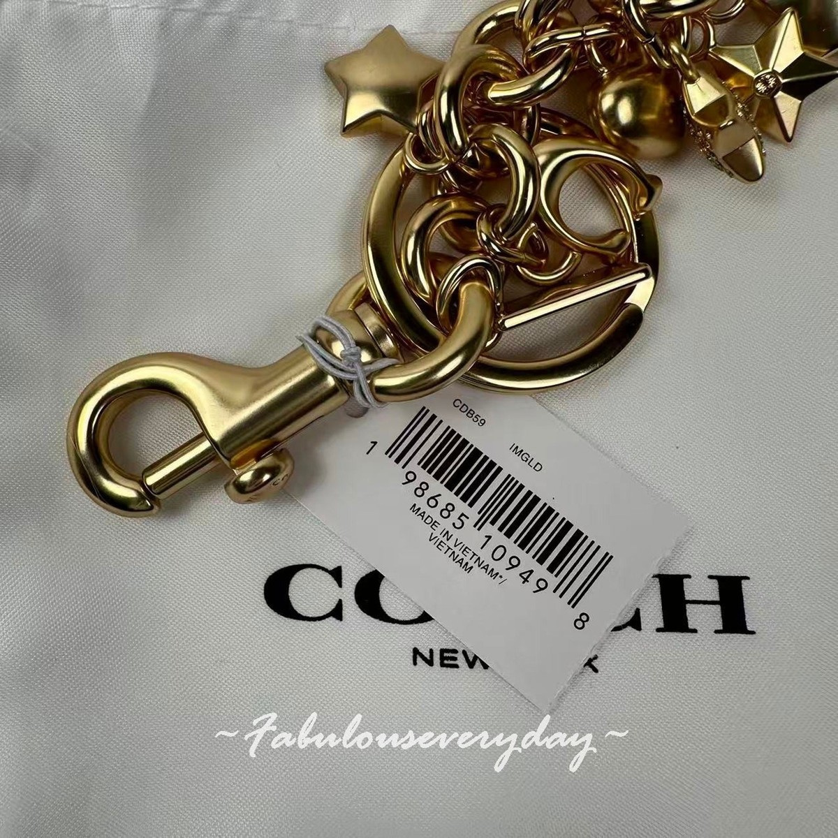 Coach Star Cluster Bag Charm In Gold CDB59 Keychain NWT | eBay