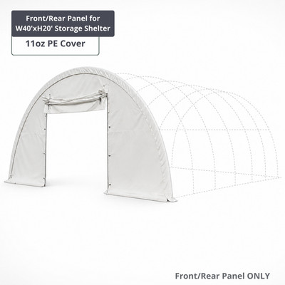 W40'x H20' Storage Shelter Parts -Front/Rear Panel Replacement with Roll-up Door