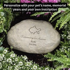 PERSONALIZED Pet FISH Memorial Grave Marker Engraved Garden Stepping Stone