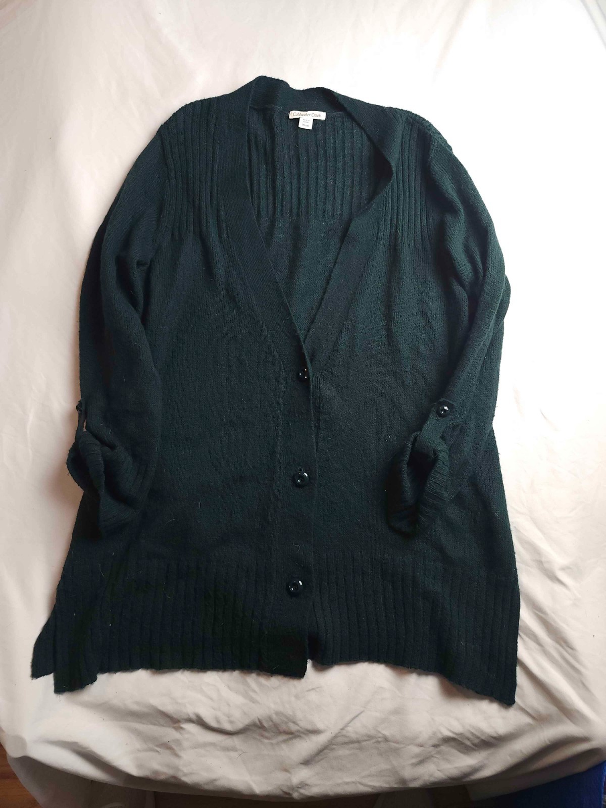 Coldwater Creek Cardigan Sweater Womens XL/18 Green Knit Duster Button Front