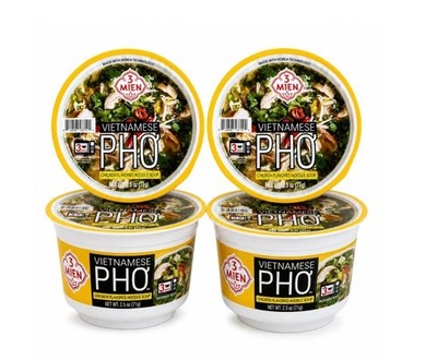 Pack of 4 - 3 Mien Vietnamese Pho Chicken Flavored Noodle Soup Bowls 2.5oz Each