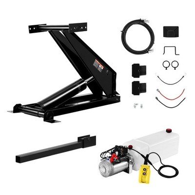 8T Hydraulic Scissor Power Hoist Kit w/ 8QT Double Pump fit 10''-14' Dump Trailer