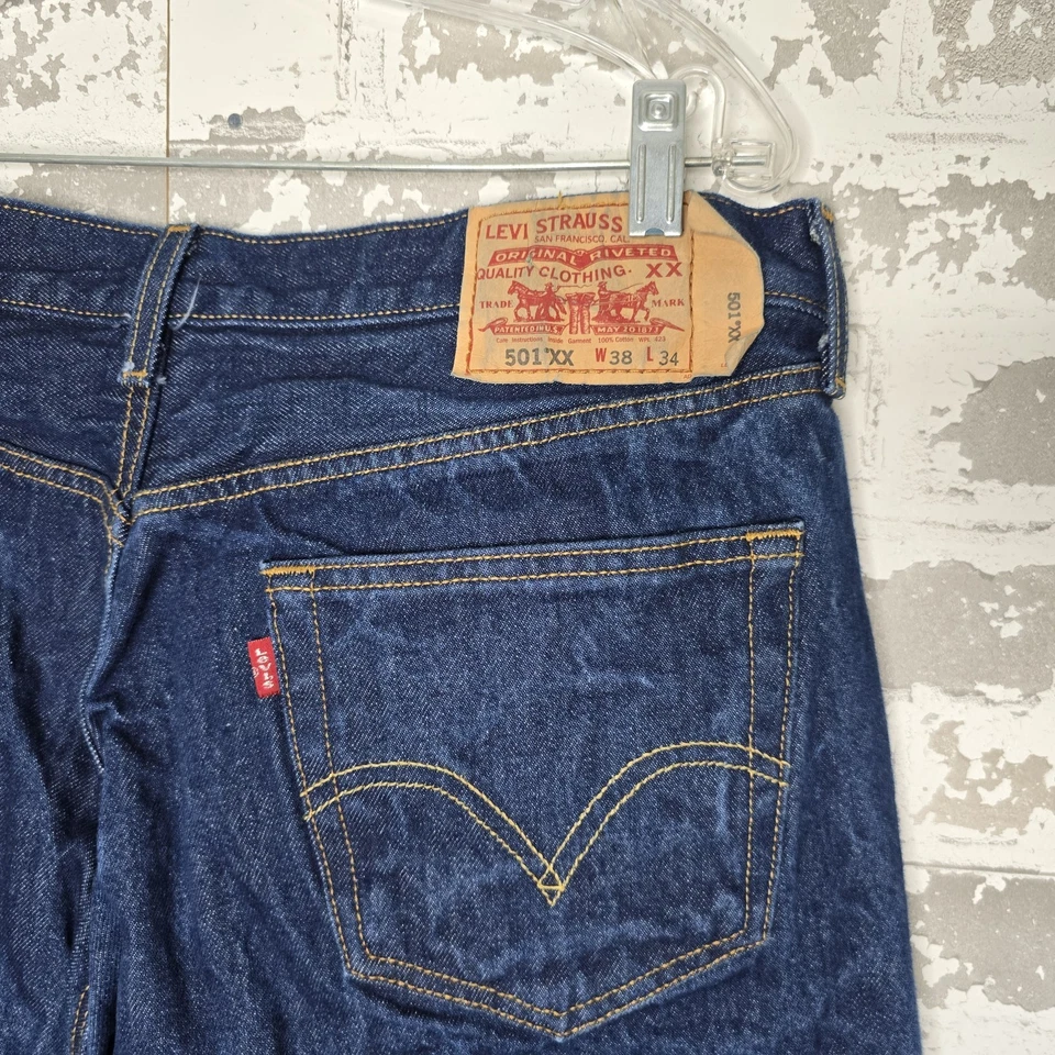 Levis 501 XX Hombre 36x32 Vintage Azul Oscuro Lavado Pierna Recta 100% Algodón México Foto 3 de 4