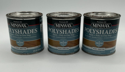 Lot of 3 Minwax Polyshades Gloss Honey Pine Stain & Polyurethane 8 oz
