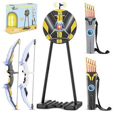 2 Pack Bow and Arrow for Kids, LED Light Up Archery Set with 20 Suction Cup A...