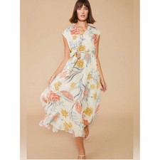 Spartina 449 Hallie Midi Dress Clara Starry Floral Cream Size Small