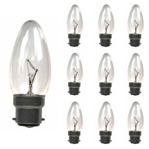 10x CANDLE 240V 40W B22D CLEAR CANDLE - 第 1/1 張圖片