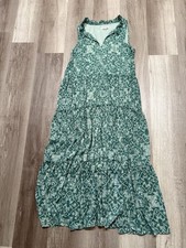 Calvin Klein Women’s Maxi Dress Size 8 Green Sleeveless Tiered Long Boho Summer