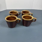 Set Of 4 Vintage Hull Pottery Brown Drip Glaze Coffee Cups Mugs Oven Proof USA