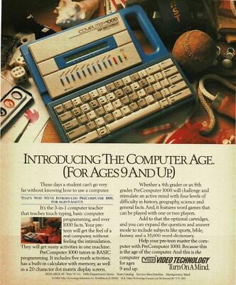 1990 VTECH PreComputer 1000 Vintage Print Ad