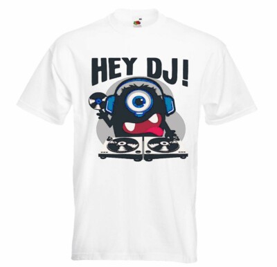 T-Shirt HEY DJ MONSTER ALS DJ MIT KOPFHÖRER UND SCHALLPLATTE MISCHPULT