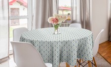 Anchor Round Tablecloth Yachting Waves Stars