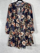 Lulus Wrap Dress Women’s Medium Purple Long Sleeves Tiered Floral New