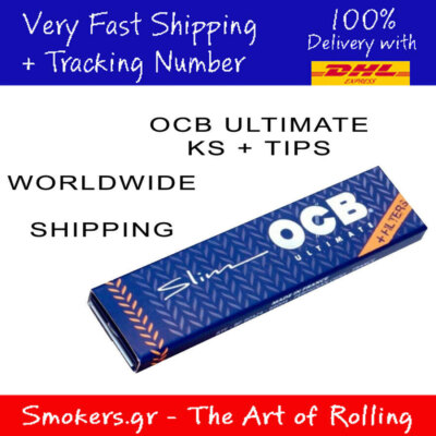 12x OCB Ultimate Slim Rolling Paper King Size + Filter Tips