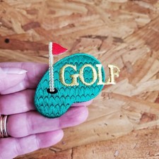 Golf - Golf Green W/Text Flag - Embroidered Iron On Patch - Sports - Crafts