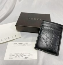 Gucci Card Holder Wallet Black Logo New Unused Leather Made in Italy With Box