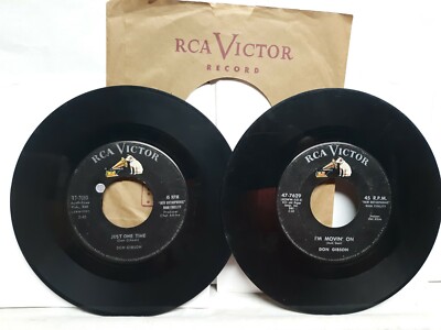 Don Gibson I'm Moving On & Just one Time 45 RPM Records Lot of 2 1958