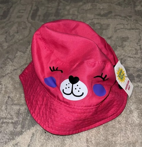 New Pink Puppy Dog Bucket Hat Sun Hat UPF 50 Toddler Girls Beach Hat sz 3T-5T
