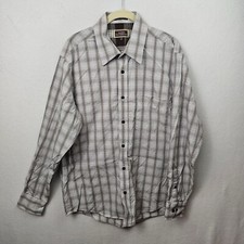 James Tattersall Shirt Men s Size Large Black White Plaid Long Sleeve Button Up