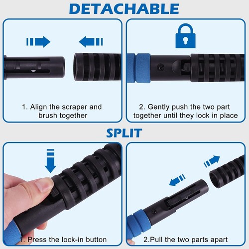 Car Windscreen 2-1n-1 Ice Scraper and Snow Brush Long Reach Handle Frost De-Icer - Picture 6 of 15