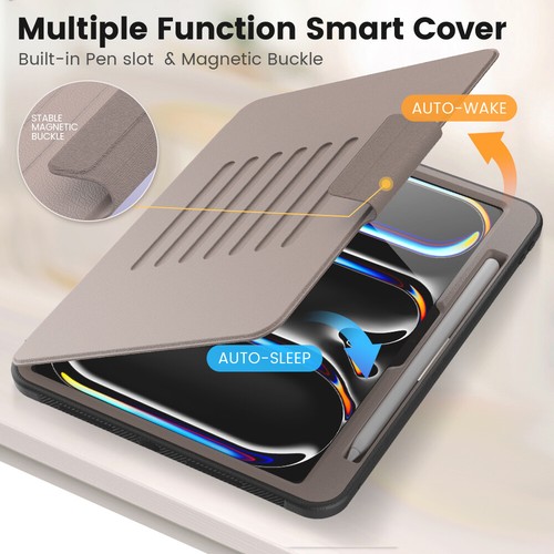 Smart Magnetic Buckle Leather Cover Stand Armor Case For iPad Pro M4/Air M3 2025 - Picture 73 of 81
