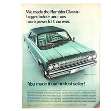 RAMBLER Classic Rebel - Vintage 1966 PRINT AD Green Plaid Car American Motors