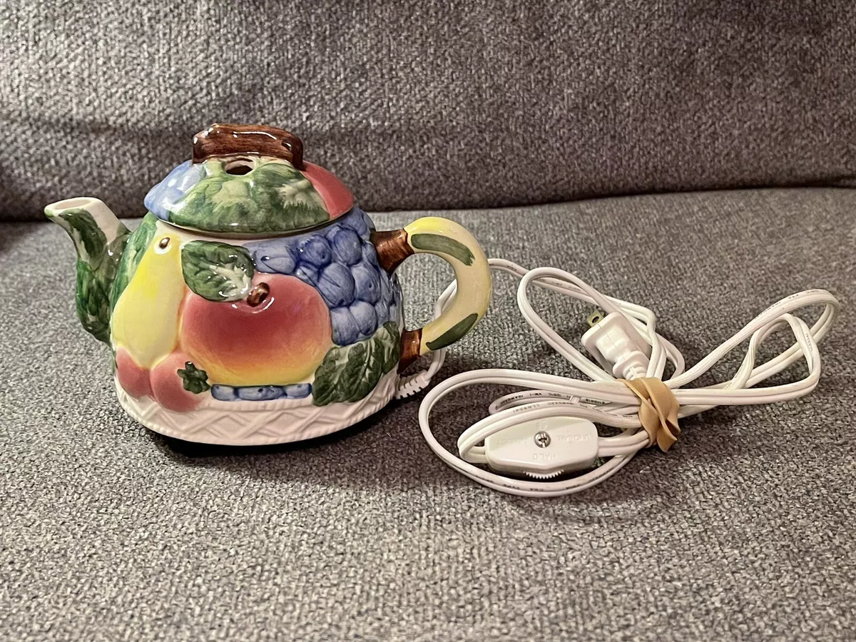 vtg Little teapot electric air freshener Fruit Motif Multicolor Potpourri Warmer