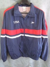 80's Speedo USA Mesh Lined Track Jacket Size Large Antron Nylon Made in USA