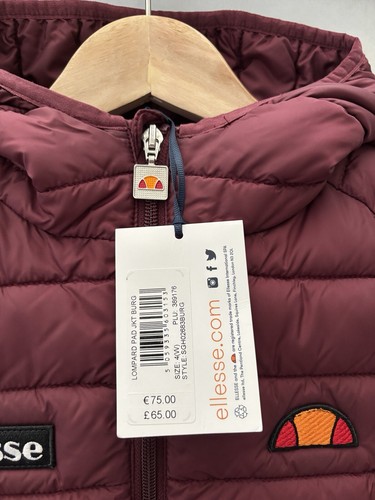 ELLESSE Lompard Padded Jacket Size XS 4 UK Womens Coat Burgundy NEW RRP £65.00 - Picture 4 of 9
