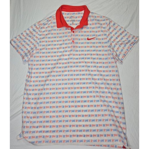 Nike Dri-FIT Polo Shirt Geometric Striped Collared Golf Men's S