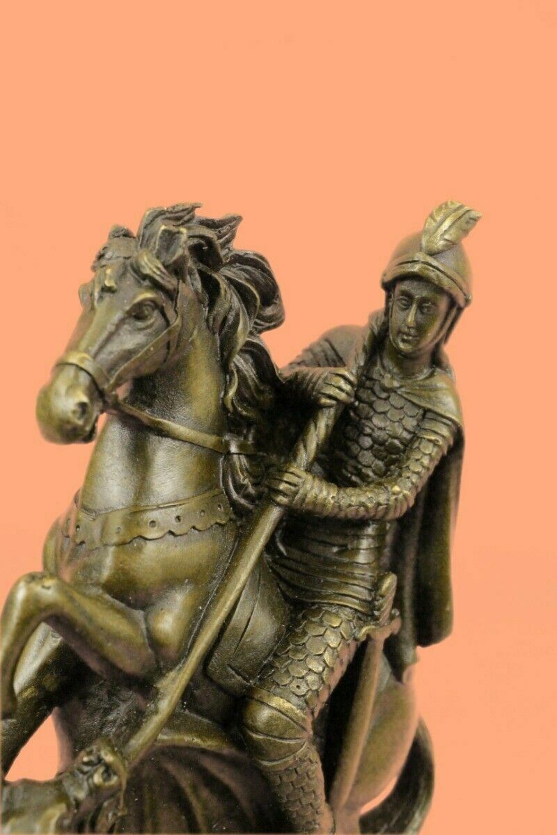 Heiliger St.George Auf Pferd Einschlagen Drache 9 " Bunt Statue Religiös Dekor