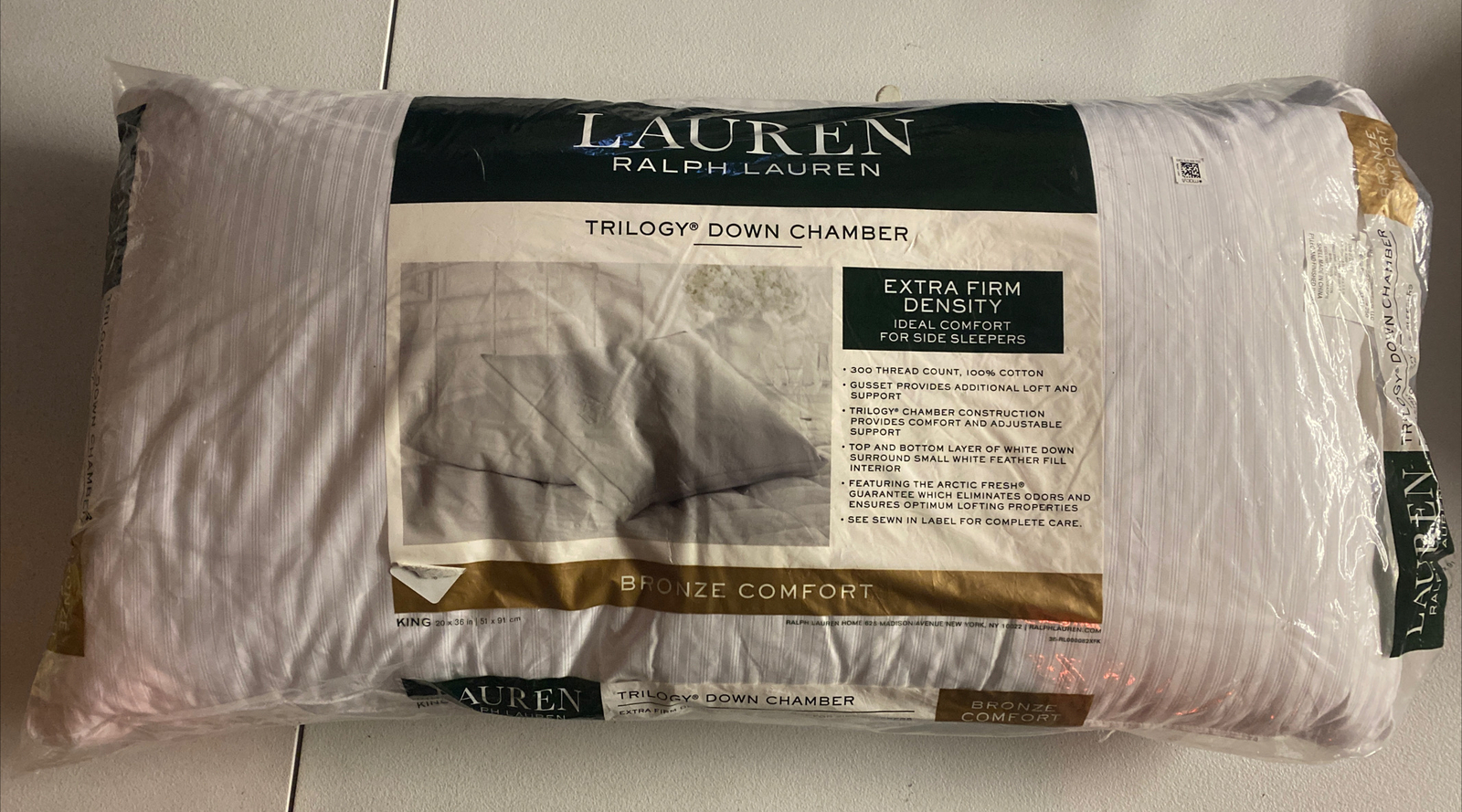 Ralph Lauren Trilogy Down Chamber Extra Firm Density Down King Pillow