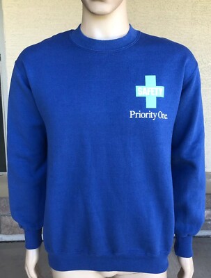 Vintage Safety Priority One Crewneck Sweatshirt XL USA Made Jerzees Super Sweats