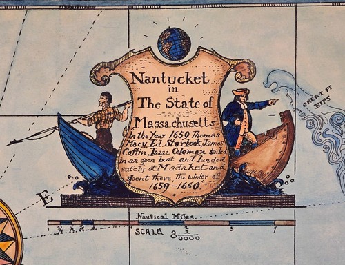 Original Antique 1921 Austin Strong Nantucket Island Hand Colored Map Frame RARE - Picture 2 of 8