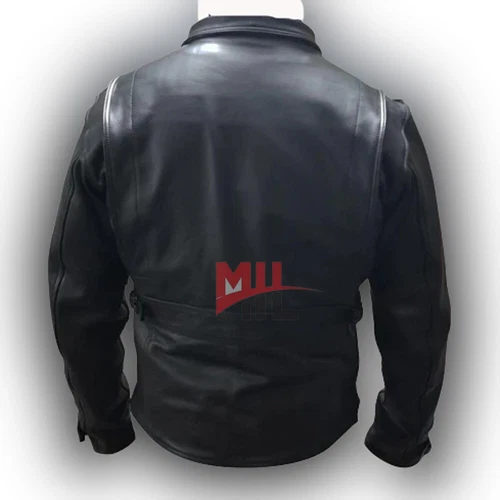 Handmade Men's Black Genuine Leather Jacket, Slim Fit Biker Fashion Jacket image 4