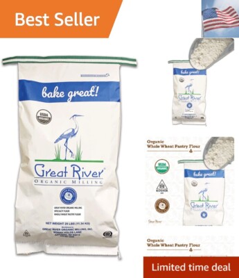 Specailty Flour, Whole Wheat Pastry Flour, Stone Ground, Organic, 25-Pounds P...