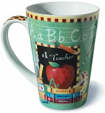 Lissom DesignPorcelain Mug, 12-Ounces, Number one Teacher Coffee Tea School Gift