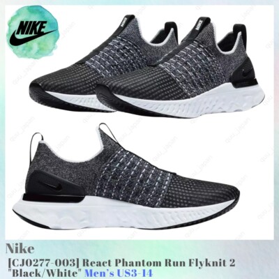 Nike React Phantom Run Flyknit 2 Black / White CJ0277-003 Men's US3-14 NEW