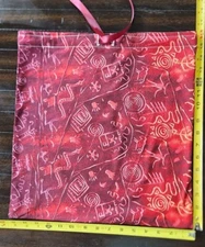 Medium Bag -Red Cave Drawings Handmade Fabric drawstring GIFT BAG 15in x 16in