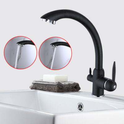 Black Kitchen Faucet Touch On Three Way Water Dispenser Sink Tap With Sprayer