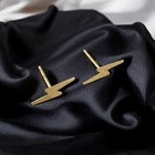 Small Vintage 14 Karat Yellow Gold Lightning Bolt Stud Earrings