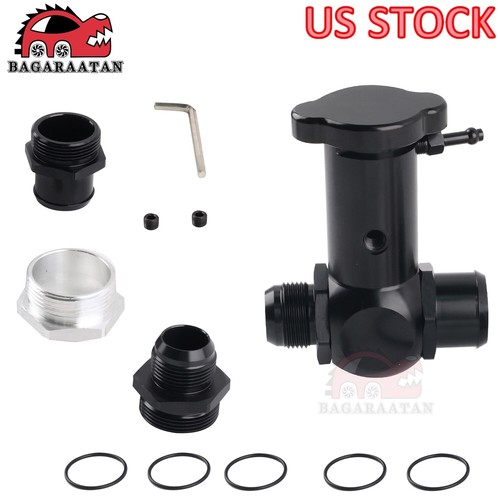 Aluminum Raised Inline Filler Neck Hose Radiator Connector w/ Cap 16AN ...