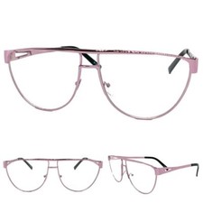 New Classy Elegant Vintage Retro Style Clear Lens EYE GLASSES Chrome Pink Frame