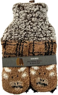 OLIVIA ROCCO Hot Water Bottle & Socks Set Koala Design 1L Highland Cow Warm Winter Gift Cover