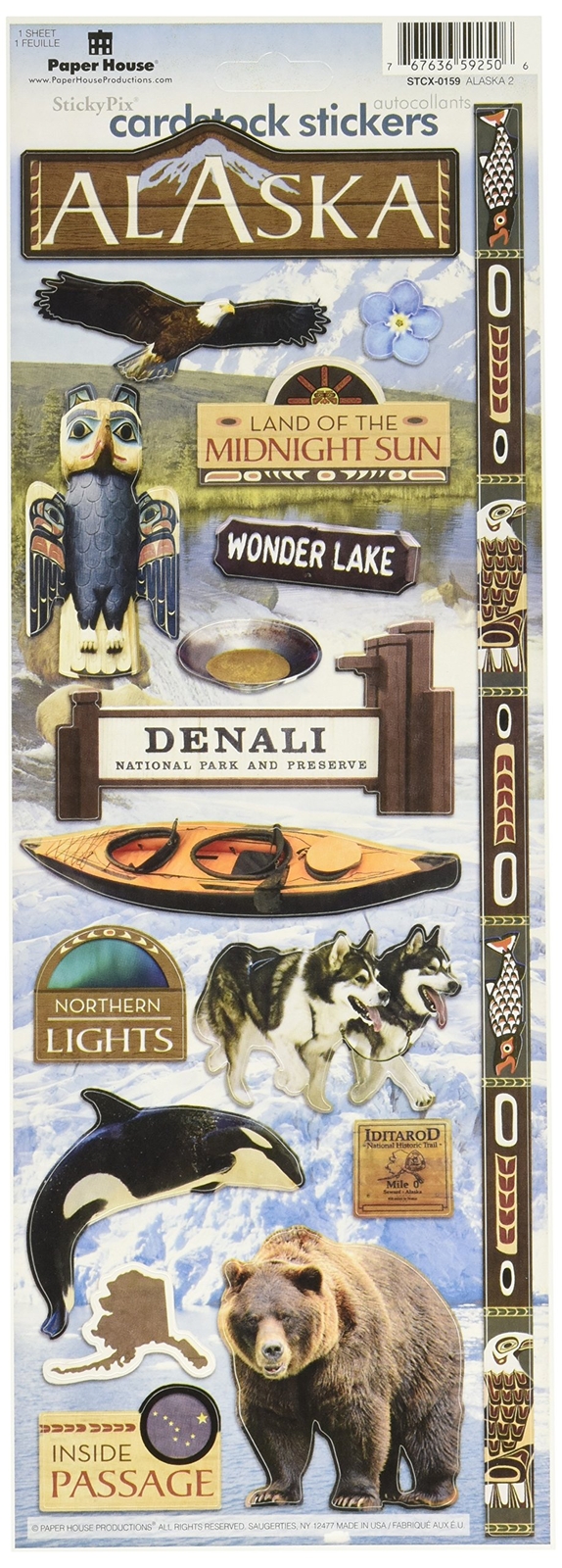 STCX-0159E Travel Cardstock Stickers, Alaska 2 (1 sheet)