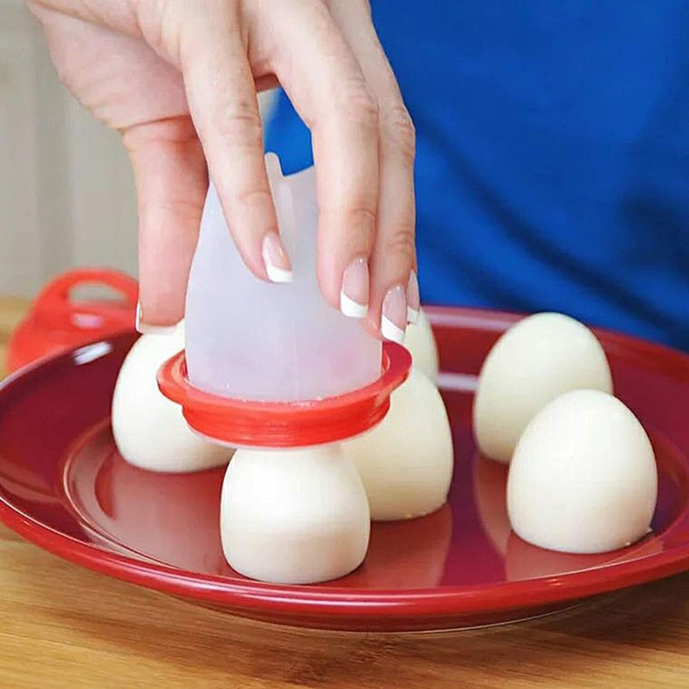 6Pc Silicone Egg Cooker Hard Boiled Non-Stick Shell-Free Poacher Cups Egg Boiler