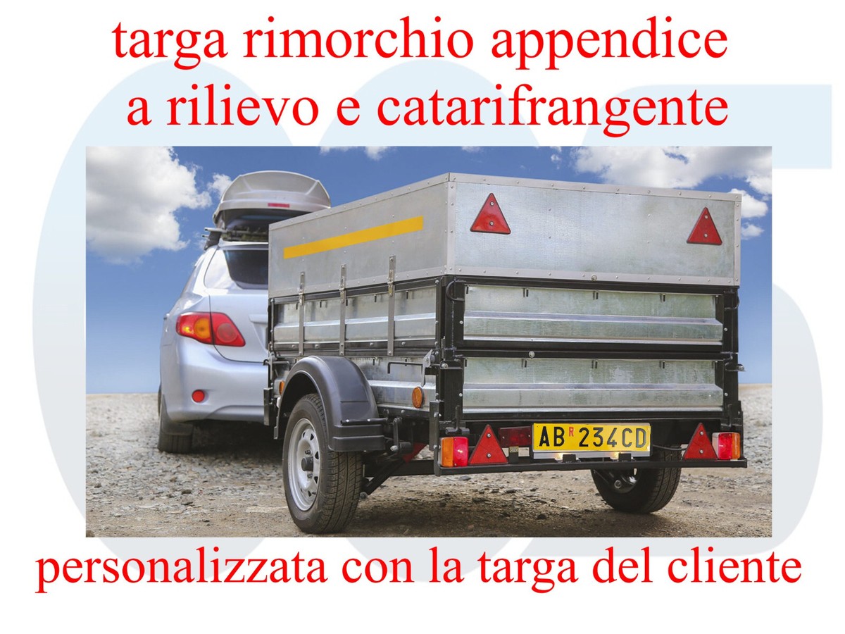 Targa Ripetitrice Per Rimorchio - In Alluminio Catarifrangente, Rilievo, Made In Italy