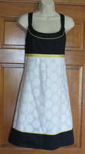 Ann Taylor Navy White Lined Sleeveless Dress Yellow Accents Size 6*