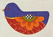 Hand-painted Needlepoint, Melissa Shirley "Purple Bird," 14" mesh, NEW